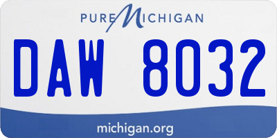 MI license plate DAW8032