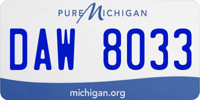 MI license plate DAW8033