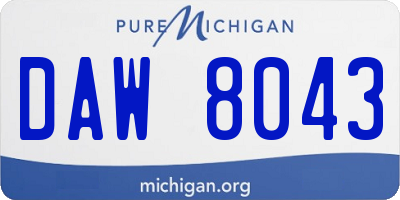 MI license plate DAW8043