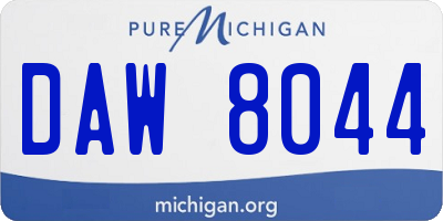 MI license plate DAW8044