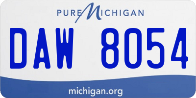 MI license plate DAW8054