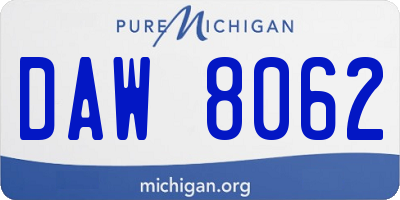 MI license plate DAW8062
