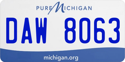 MI license plate DAW8063