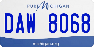 MI license plate DAW8068