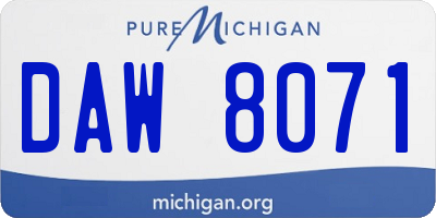 MI license plate DAW8071