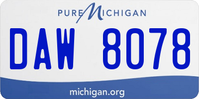 MI license plate DAW8078