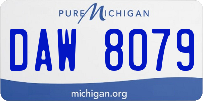 MI license plate DAW8079