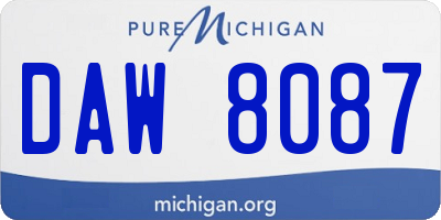 MI license plate DAW8087