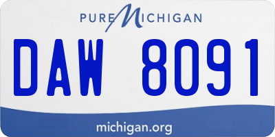 MI license plate DAW8091