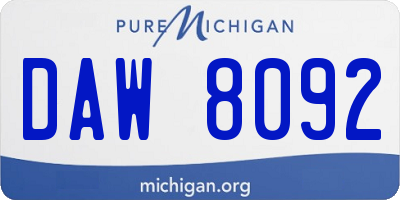 MI license plate DAW8092