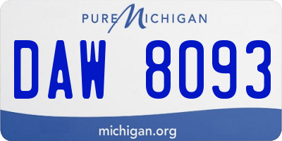 MI license plate DAW8093