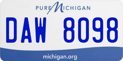 MI license plate DAW8098