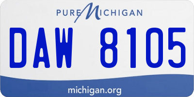 MI license plate DAW8105