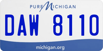 MI license plate DAW8110
