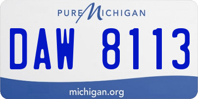 MI license plate DAW8113