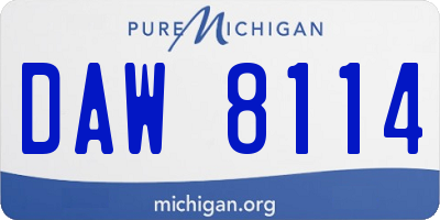 MI license plate DAW8114