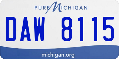 MI license plate DAW8115