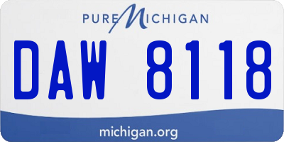 MI license plate DAW8118