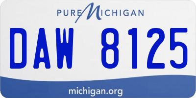 MI license plate DAW8125