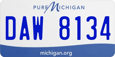 MI license plate DAW8134