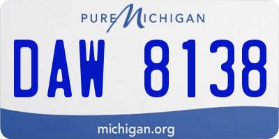 MI license plate DAW8138