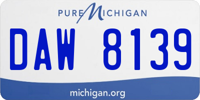 MI license plate DAW8139