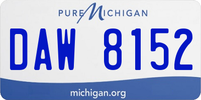 MI license plate DAW8152