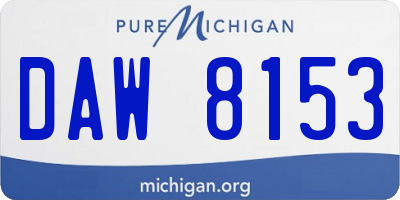 MI license plate DAW8153