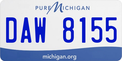 MI license plate DAW8155