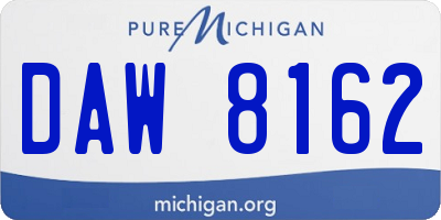 MI license plate DAW8162