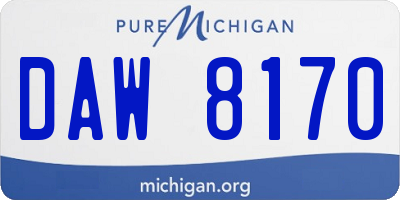 MI license plate DAW8170
