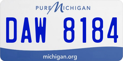 MI license plate DAW8184