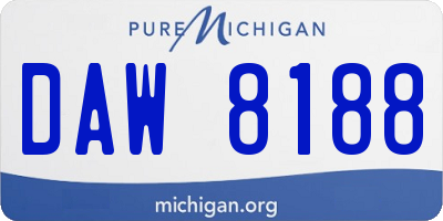 MI license plate DAW8188