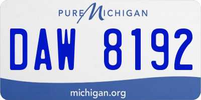 MI license plate DAW8192