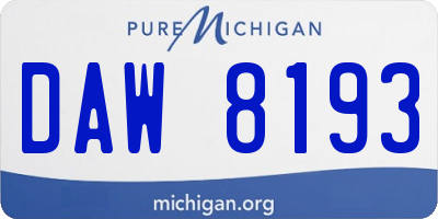 MI license plate DAW8193