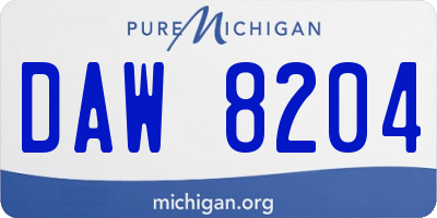 MI license plate DAW8204