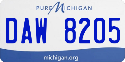 MI license plate DAW8205