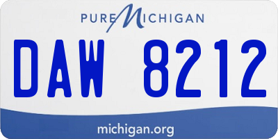 MI license plate DAW8212