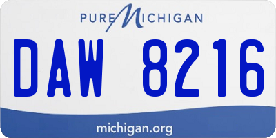 MI license plate DAW8216