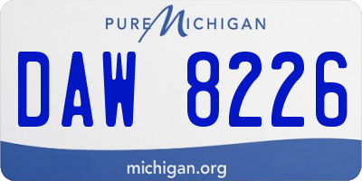 MI license plate DAW8226