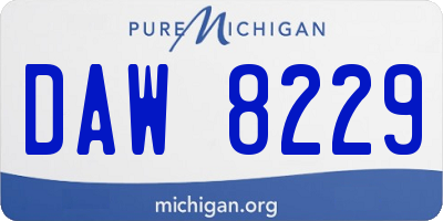 MI license plate DAW8229