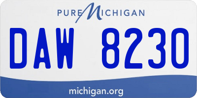 MI license plate DAW8230