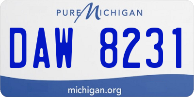 MI license plate DAW8231