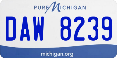 MI license plate DAW8239