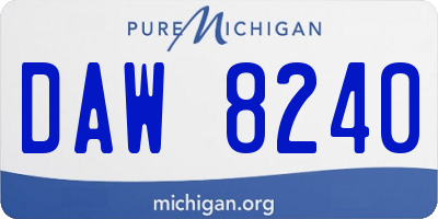 MI license plate DAW8240