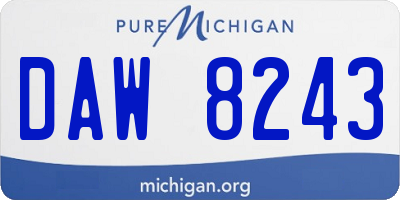 MI license plate DAW8243