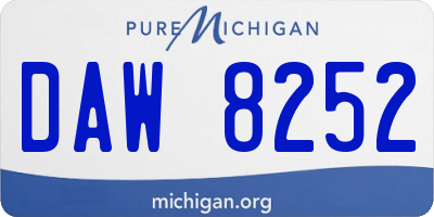 MI license plate DAW8252