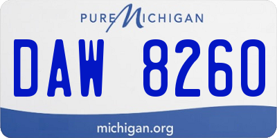 MI license plate DAW8260