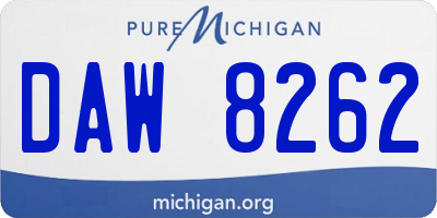 MI license plate DAW8262