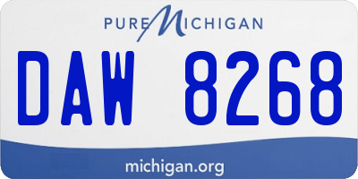 MI license plate DAW8268